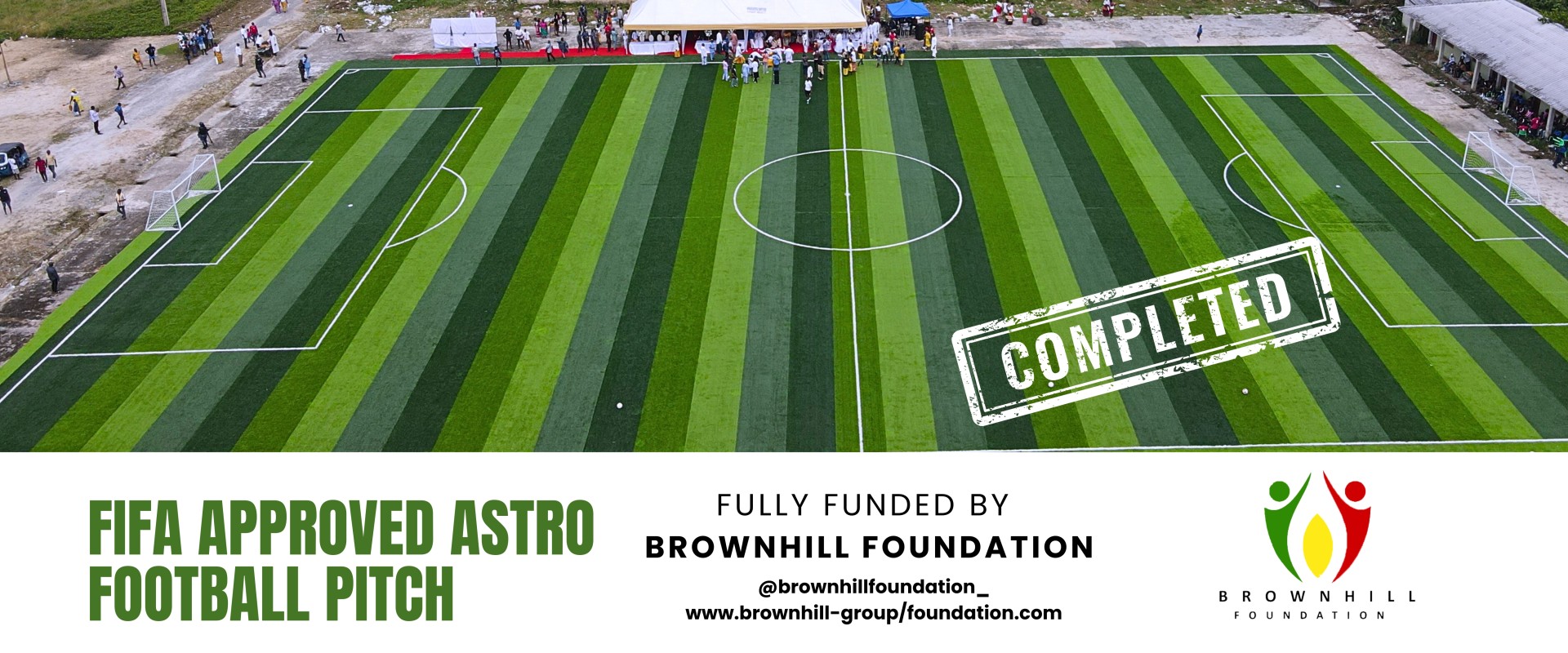 BROWNHILL FOUNDATION DONATES FIFA-APPROVED ASTRO TURF FOOTBALL PITCH AND EVENT INFRASTRUCTURE TO EREJUWA GRAMMAR SCHOOL, ODE-ITSEKIRI, DELTA STATE, NIGERIA.